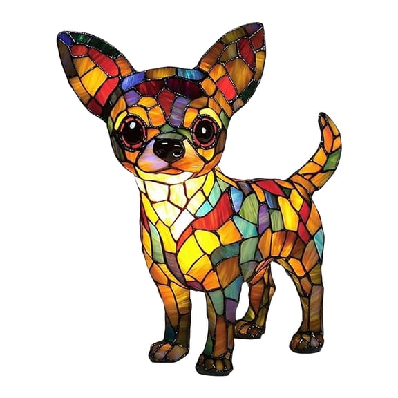 JHEHF Cat Dog Lamp Stained Glass, Dog Series Art Night Light, Animal Lamps, 3D Cute Pet Led Table Lamps LED Table Lamps with Warm Glow Gifts for Pet Lovers