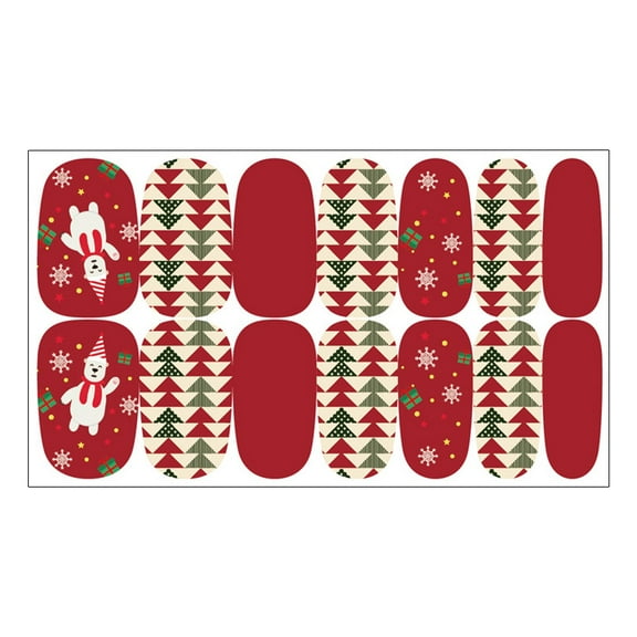 JHEHF Christmas Full Wrapping Nail Stickers Nail Polish Strips Santa SnowMan Christmas Tree Nail Decals DIY Art Decals Strips for Xmas Decor Stickers for Women 4/3/2/1Set