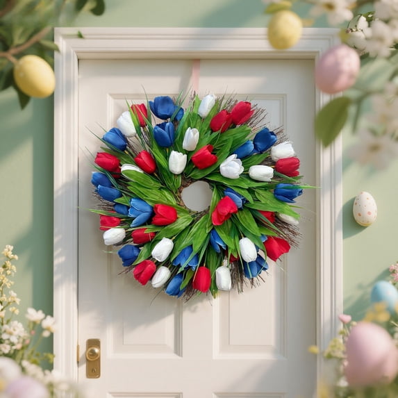 JHEHF Door Hanging Spring Flower Wreath Farmhouse Indoor Outdoor Window Wall Wedding Home Decor for Mother'S Day Arrangement Holiday Celebration Party Supplies