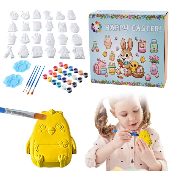 JHEHF Easter Ceramic Painting Kit DIY Art Crafts Spring Paint Easter PartyFavor for Adults Easter Crafts Basket Stuffers Gifts Classroom Prizes DIY Decor
