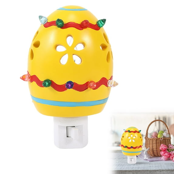 JHEHF Easter Egg Decorative Nightlight Night Cute Lighted Plug Into Wall Easter Home Decorations for Bedroom Bathroom Kitchen Hallway Stairs Basket Stuffers Gifts