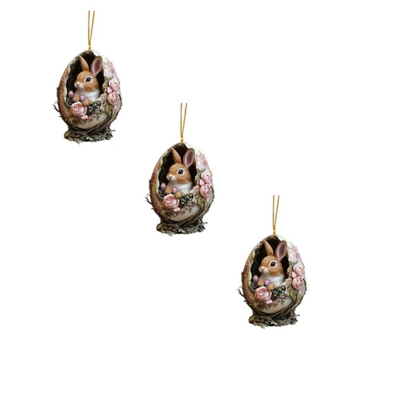JHEHF Easter Eggs Decorations Hanging Ornaments 2D Flat Acrylic Spring Cute Rabbit Pendant Easter Tree Ornaments DIY Crafts for Home Party Supplies 4/3/2/1PCS