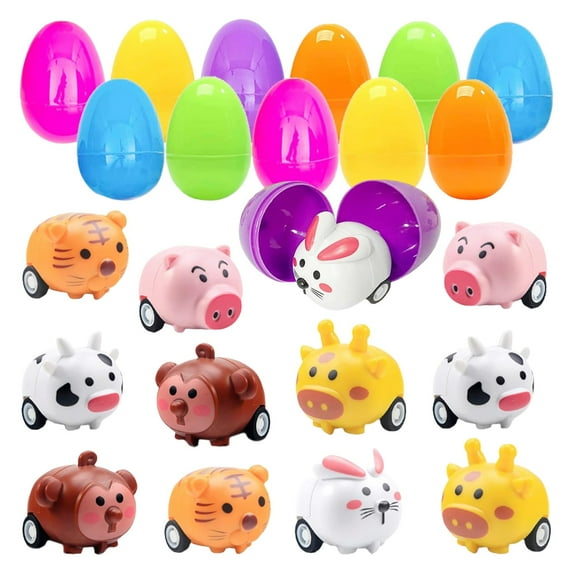 JHEHF Easter Eggs with Toys 12PCS Filled Easter Eggs Cute Colorful Fillable Eggs Easter Basket Stuffers and Gifts Party Supplies Decor Easter Gift