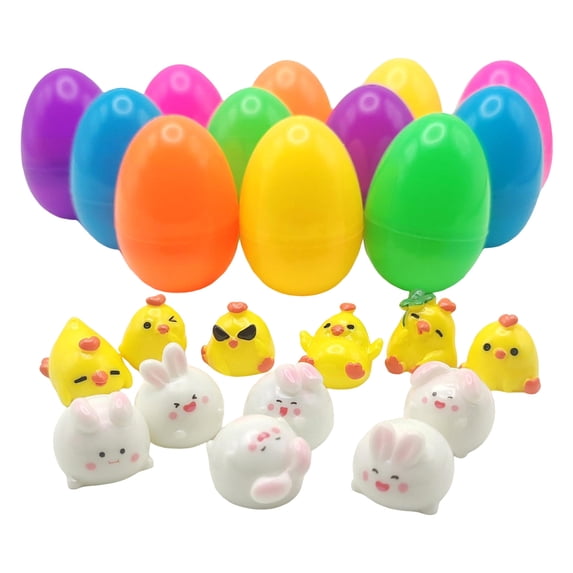 JHEHF Easter Eggs with Toys 12pcs Filled Easter Eggs Cute Colorful Fillable Eggs Easter Basket Stuffers and Gifts Party Supplies Decor Easter Gift