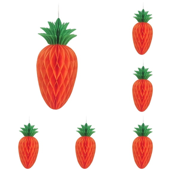 JHEHF Easter Honeycomb Hangings Paper Easter Egg Carrot Ornaments Outdoor Yard Classroom Window Hanging for Birthday Party Supplies Indoor Outdoor Spring Decoration 6PCS