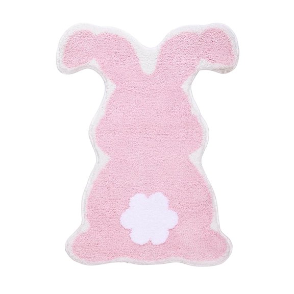 JHEHF Easter Rabbit Bunnies Eggshell Shaped Rug Farmhouse Bath Mats for Bathroom Decor Holiday Decorations Non Slip Bath Rugs Home Party Decor