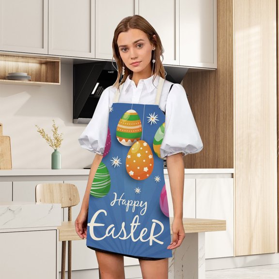 JHEHF Easter Rabbits Bunnies Apron Spring Household Flower Printing Linen Apron Kitchen Cooking Gardening Rabbits Lovers Gifts for Women Men Holiday Home Party Supplies