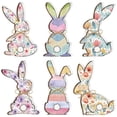 thumbnail image 1 of JHEHF Easter Rustic Wood Block Set Of 6 Cute Rabbit Table Sign Rustic Farmhouse Tiered Tray Tabletop Centerpieces Decoration Party Supplies, 1 of 9