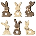 thumbnail image 1 of JHEHF Easter Rustic Wood Block Set Of 6 Cute Rabbit Table Sign Rustic Farmhouse Tiered Tray Tabletop Centerpieces Decoration Party Supplies, 1 of 9