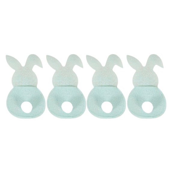 JHEHF Happy Easter BunnyFelt Cutlery Holder Bag Rabbit Silverware Utensil Sleeve for Forks Tableware Cover Bag Wedding Birthday Banquet Party Accessories 4PCS