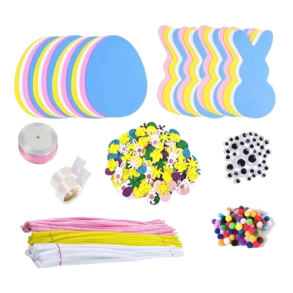 JHEHF Happy Easter Foam Stickers Set for DIY Crafts Spring DIY Arts and Crafts Kits Easter Decorations Indoor Outdoor Party Decor Home Classroom Activities (16PCS Egg+16PCS Rabbit )