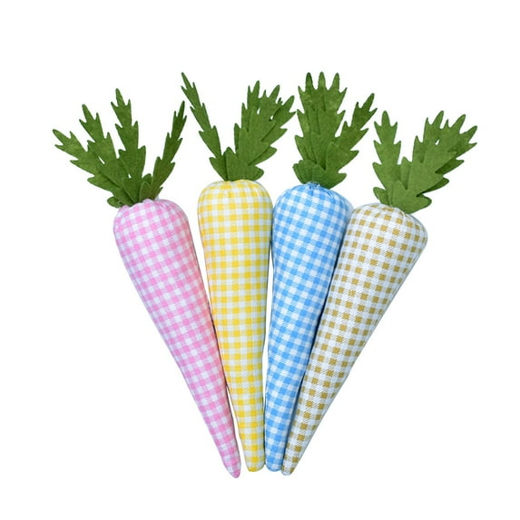 JHEHF Pack Of 4 Easter Carrots Decor Colorful Handmade Filled Easter Carrots Easter Basket Stuffers Vase Filler Tiered Tray DIY Decor Farmhouse Party Supply