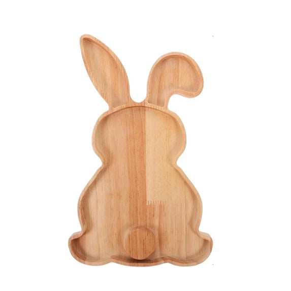 JHEHF Rabbit Shaped Charcuterie Board Easter Wooden Serving Tray Farmhouse Kitchen Holiday Plate Dish for Easter Spring Party Supplies Decorations
