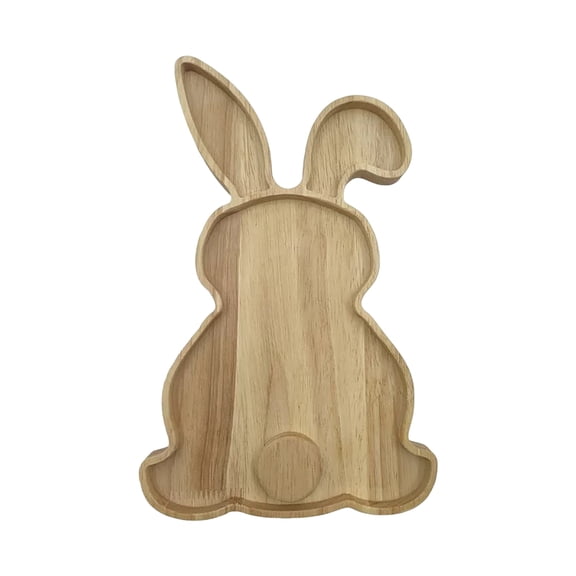 JHEHF Rabbit Shaped Charcuterie Board Easter Wooden Serving Tray Farmhouse Kitchen Holiday Plate Dish for Easter Spring Party Supplies Decorations