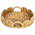 thumbnail image 1 of JHEHF Round Scalloped Tray with Handles Round Wicker Serving Trays for Coffee Table Rattan Basket Table Decor for Kitchen and Living Room, 1 of 4
