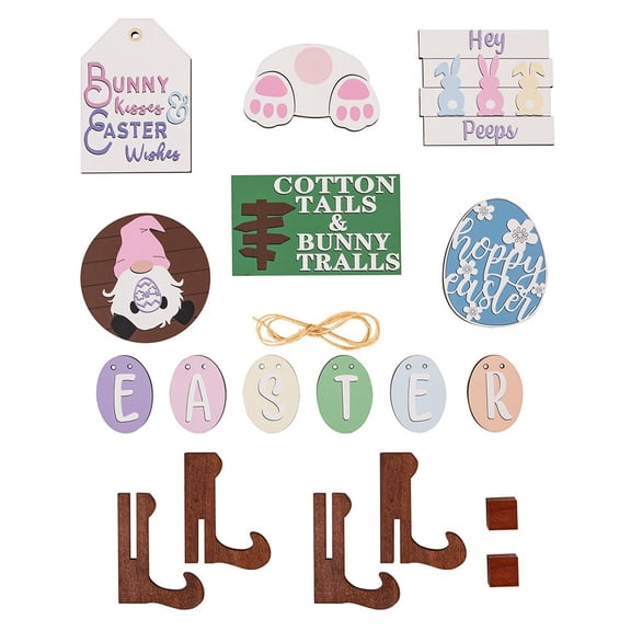 JHEHF Spring Happy Easter Tray Decor Farmhouse Wooden Bunnies Table Centerpiece Signs Spring Easter Home Decoration for Table Holidays Kitchen