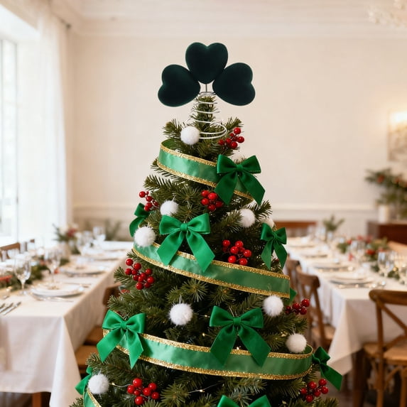 JHEHF St Patrick'S Day Mini Tree Topper Green Glitter Ornament Metal Shiny Spring Tree Ornaments for Festival Holiday Party Decorations Party Supplies