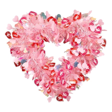 JHEHF Valentines Day Wreath for Front Door Valentines Heart Shaped Garland Hanging Valentines Day Heart Wreath Decor for Home Birthday Wedding Party Decoration Supplies