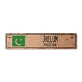 thumbnail image 1 of JHELUM PAKISTAN Vintage Aluminum Street Sign Pakistani flag city country road rustic metal tin wall gift | Indoor/Outdoor | 24" Wide, 1 of 4