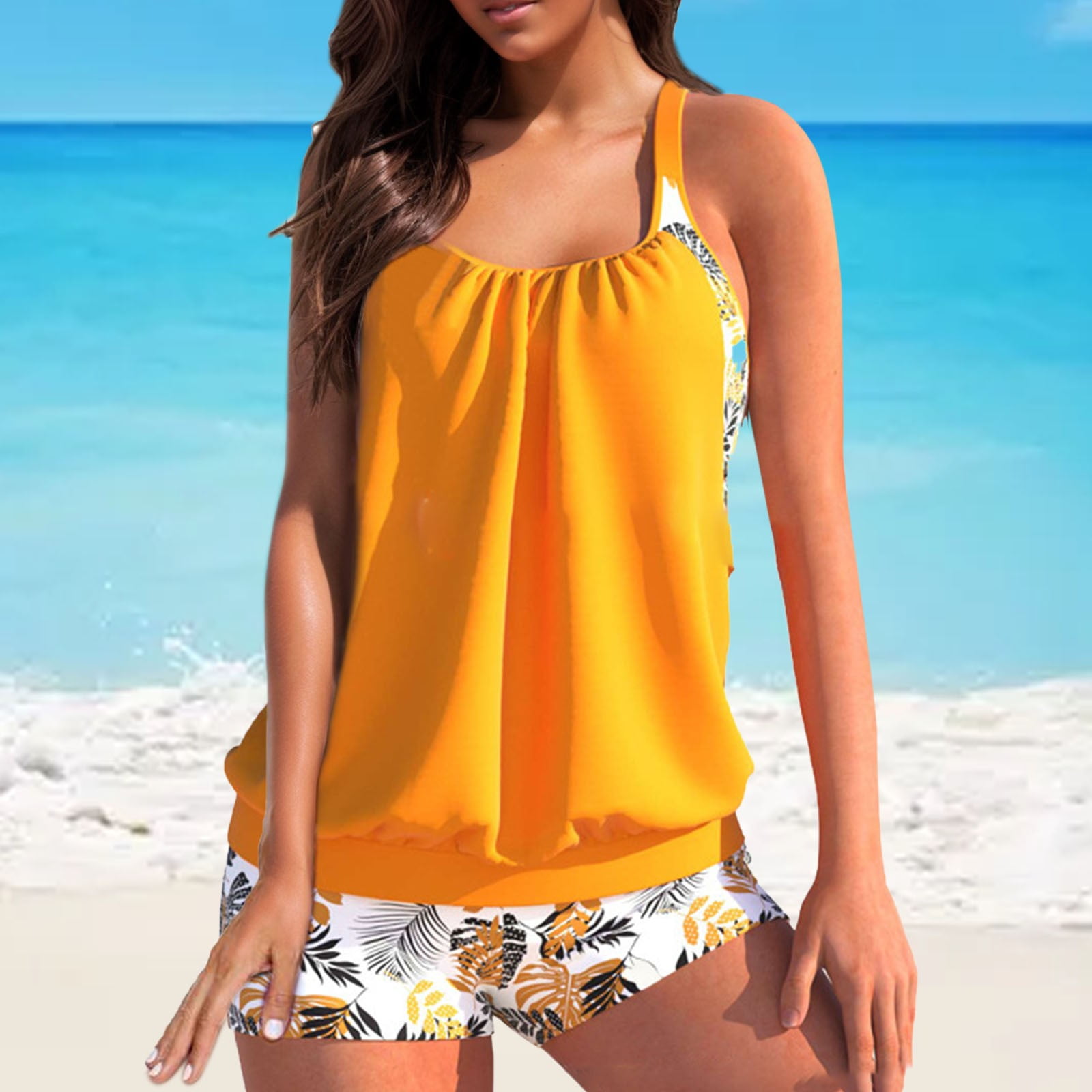 JHGabsa Women With Pad Without Steel Bracket Large Size Split Bikini