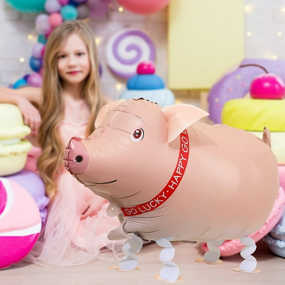 JHGoosa 1 Piece Walking Animal Balloon Farm Animal Balloon Birthday Party BBQ Party Décor(Duck Rooster Cow Pig Sheep Spotted Dog Frog Cat)