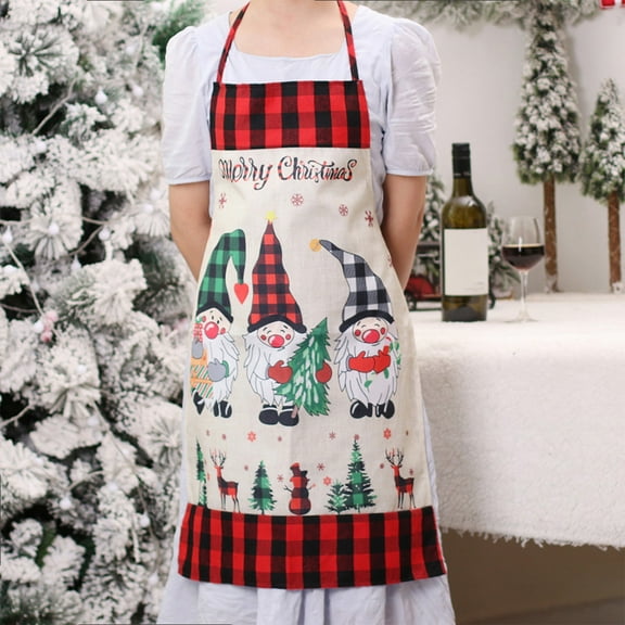 JHGoosa 1PCS Christmas Apron Funny Cartoon Apron Style Christmas Santa Snowman Christmas Dinner Party Cooking Baking Barbecue Crafting House Cleaning Kitchen Kitchen Supplies