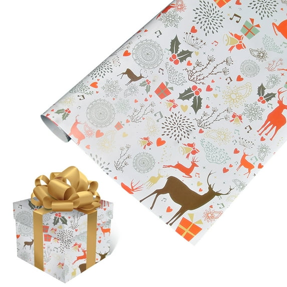 JHGoosa 1PCs ( 75cmX51cm, 4.11 Square Feet)Single-sided Christmas Wrapping Paper, Classic Santa Claus And Other Patterns