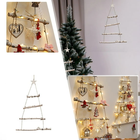 JHGoosa Christmas Log Hanging Tree Triangle Wall Door Hanging Shopping Mall Window Restaurant Scene Decoration Props Supplies