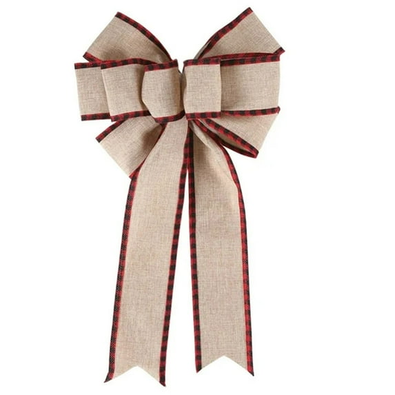 JHGoosa Christmas Tree Topper Plaid Christmas Decorations Christmas Bow Topper Rustic Farmhouse Xmas Decorations Home Decor