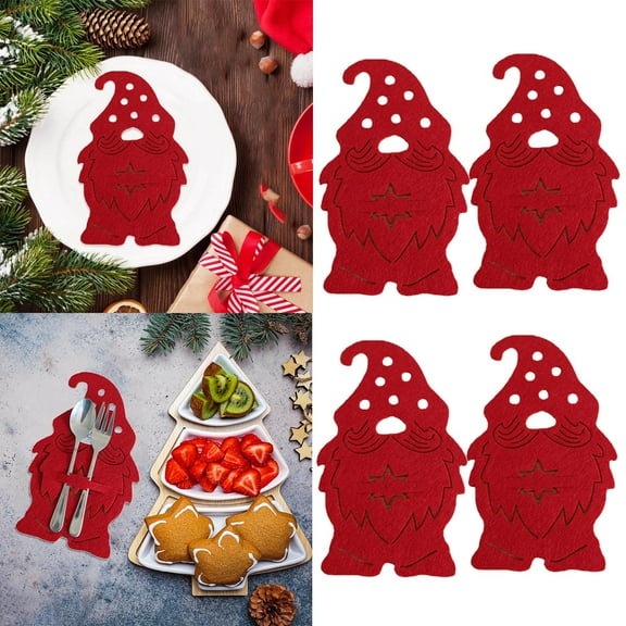 JHGoosa Santa's Plate Set Christmas Gifts Red Folk Bag Tableware Set Xmas Red 4 Pieces Kitchen Supplies
