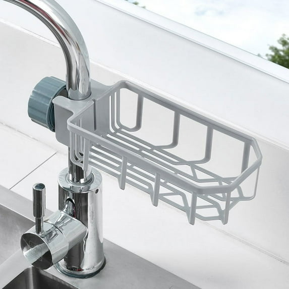 JHGoosa Sink Sponge Rack Stand Kitchen Faucet Storage Rack Sponge And Towel Rack Drain Basket Home Kitchen Cleaning Tools Kitchen Supplies