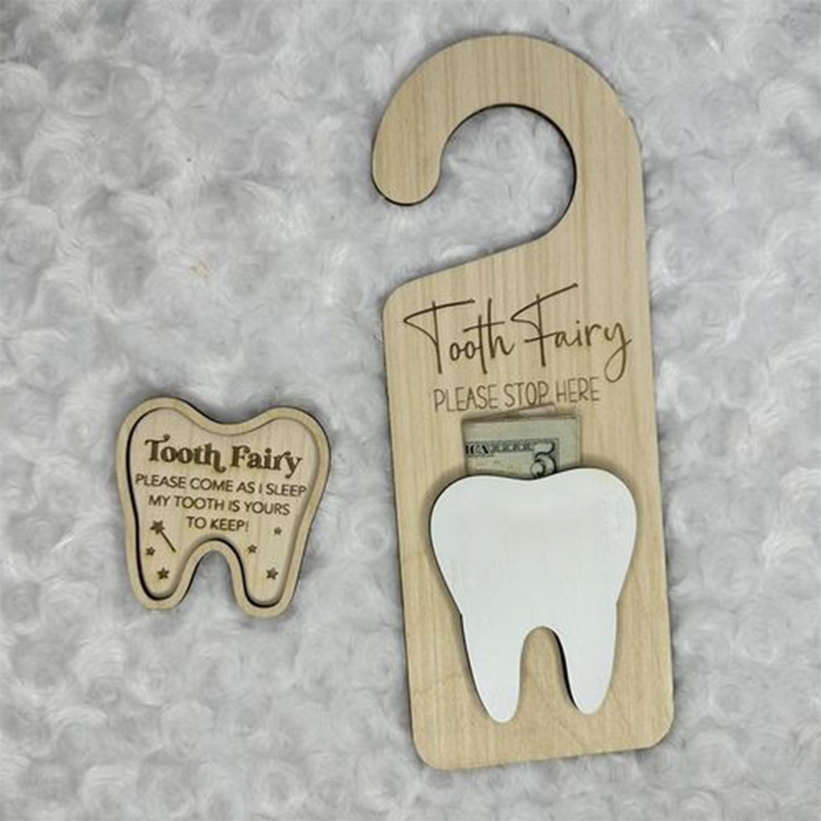 JHGoosa Tooth Fairy Door Hanger With Moneys Holder And Tooth Decor ...
