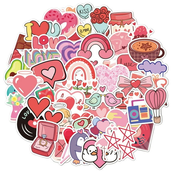 JHGoosa Valentine's Day Stickers 100 Holographics Lasers Water Cup Phone Case Diy Wedding Decoration Girl Love Graffitis Stickers