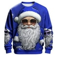 thumbnail image 1 of JHHLSF Festive KnitPattern's Hoodieless Sweatshirt – Themed Santa Print Sweater For Winter Comfort Navy,S, 1 of 3