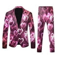 thumbnail image 1 of JHHLSF Mens Valentines Day 3D Digital Printed Suit Set Light Business Jacket Suit Pink,3XL, 1 of 5