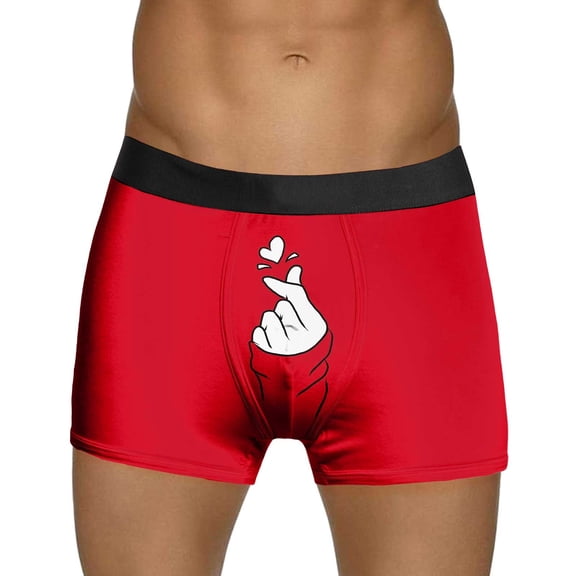 JHHLSF Mens Valentines Day Printed Underwear Style Red Bubble Special Love Rose Shorts Mid Waist Red,S