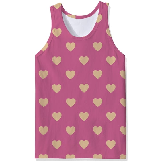 JHHLSF Red Heart 3D Digital Print Men's Tank Top For Couples Valentine's Day Pink,3XL