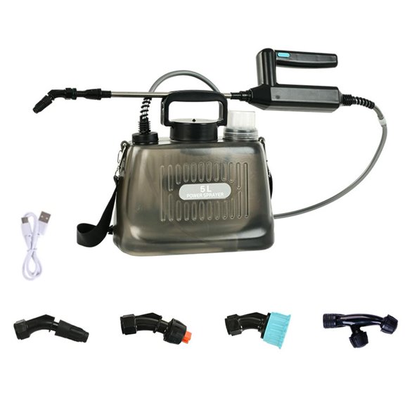 JHIALG Shoulder-type Electric Sprayer 5L 4 Types Nozzles USB Charging Gardening Automatic Irrigation Atomization Spray Watering