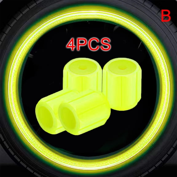 JHIALG Tire Valve Stem Caps, 4PCS Glow in The Dark Tire Valve Caps, Car Valve Caps Tyre Valve Stem Air Dust Rim Cover for Almost Cars Motorcycles Bicycles D4S7