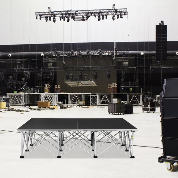 JHKNNK 1540LBS Foldable Stage Platform, Aluminum Plywood Portable Performance Stage, Compact Lightweight Non-Slip Raised Stage for Speech Music Live Event