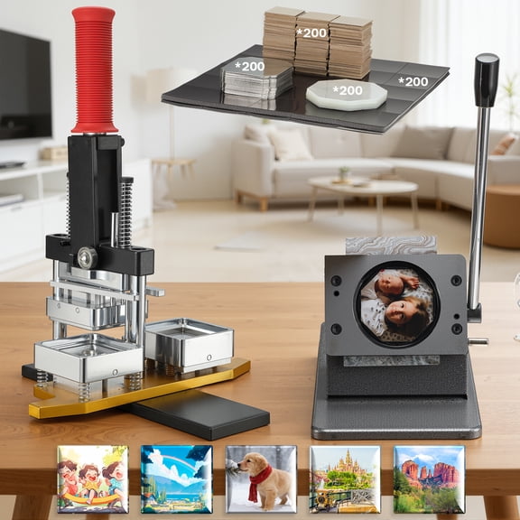 JHKNNK 2X2in Square Fridge Magnet Maker Machine Kit, Refrigerator Sticker Making Machine DIY Photo Magnet Badge Press Machine with 200sets Materials