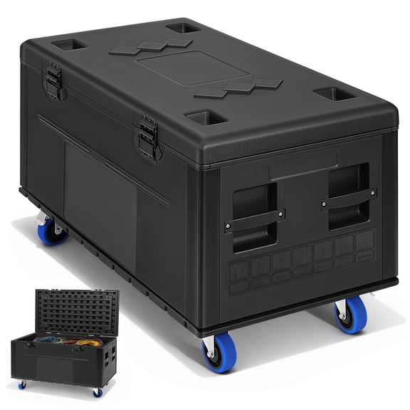 JHKNNK Heavy Duty Cable Trunk Case ATA Rolling Road Case with Wheels, Professional Stackable Equipment Storage Case for Pro Audio,DJ Equipment