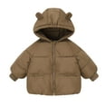 thumbnail image 1 of JHLZHS Boys Leather Jacket with Hood Children's Down Padded Jacket Autumn and Winter Thickened Baby Children Coat Padded Jacket Outerwear Hooded Bear Ears Boys Vest Jacket with Hood, 1 of 3