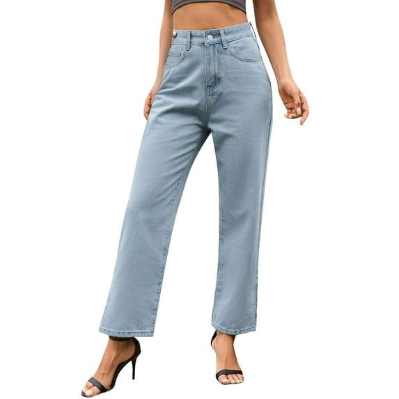 JHLZHS Capri Jeans For Women Petite Short Women Baggy Wide Leg Jeans Barrel Boyfriend Cropped Hem Denim Pants Jeans For Women Trendy Stretch Mid Rise Jeans For Women Trendy Stretch Long Length