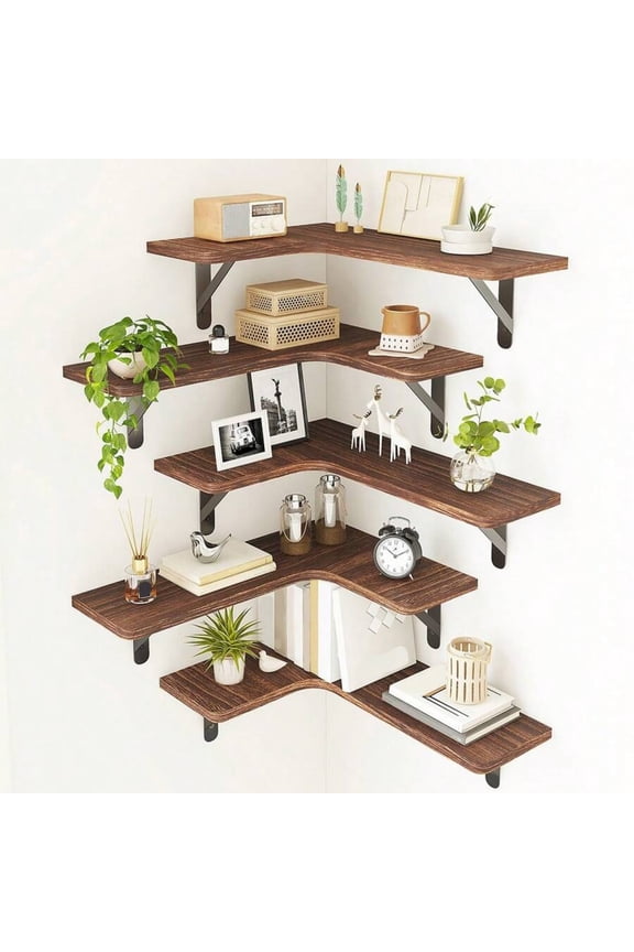 Corner Floating Shelves, Bookshelves, Rustic Wood Wall Mounted Corner Shelf, Wall Decor, Room Decor