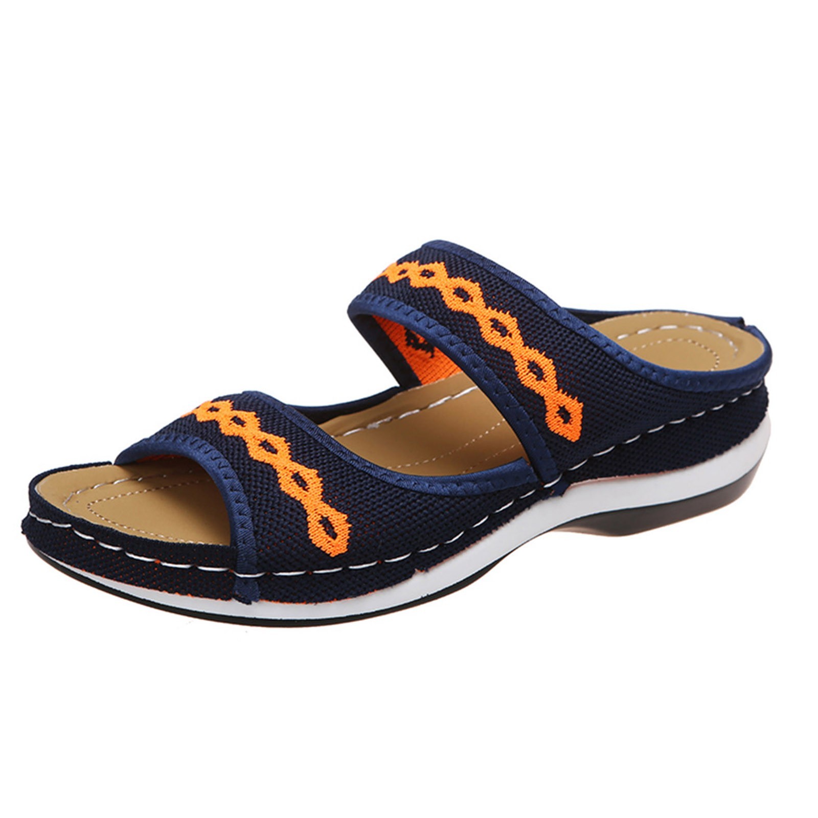 JHLZHS Dearfoam Slippers Women Halloween Women s Summer Fashion Fabric Hollowed Out Fish Mouth Slippers Vintage Color Matching Line with Wedge Sandals Platform Slippers for Women Fuzzy Shower Slippers...