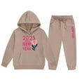 thumbnail image 1 of JHLZHS Girls Outfits Size 7 Fall Children's Middle and Large Children's Long Sleeved Letter Print Hooded Top Sweater Pants Set Outfits for Girls 12-14 Summer 2Nd Birthday Outfit Girl, 1 of 3