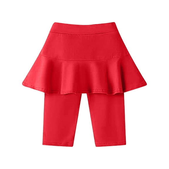 JHLZHS Girls Pants Size 10-12 Girls Knee Length Leggings with Skirt Kids Summer Ruffle Skirt Pants Stretchy Athletic Pants for 3 10 Years Toddler Sweatpants 2T Girls Athletic Pants