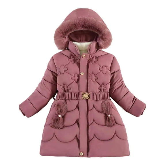 JHLZHS Kids Jackets Girls Size 6/7 Fall Coat Girls Kids Winter Jacket Winter Coats Medium Length Warm Jacket Windproof Children's Jacket Hood Outdoor Jacket Quilted Jacket Girls Jacket 3T