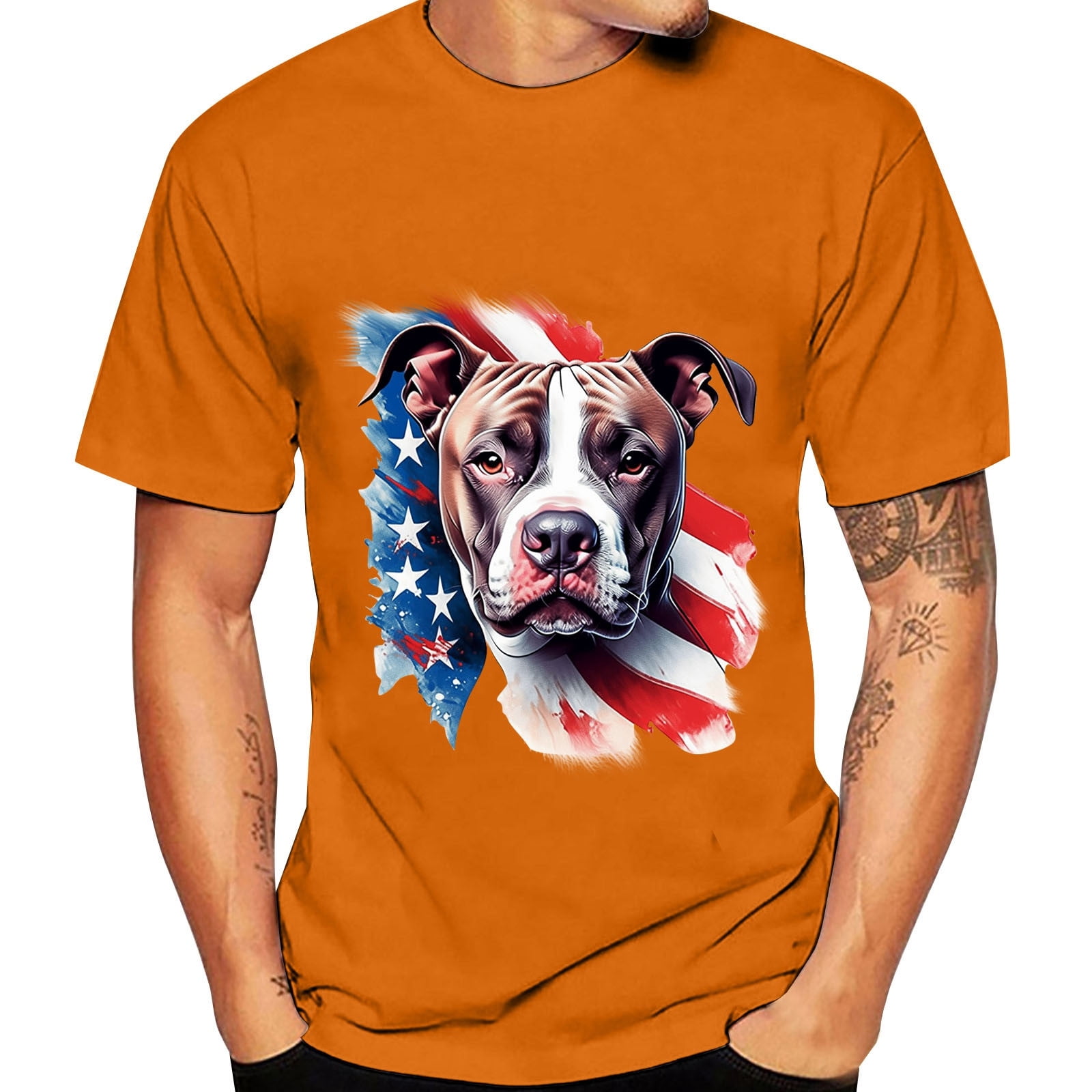 JHLZHS Men Workout Shirt Male's T Shirt Round Neck Short Sleeve Animal